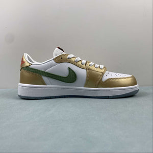 Air Jordan 1 Low OG GS Year of the Dragon Sail Oil Green Metallic Gold Grain FQ6593-100