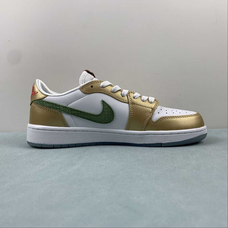 Air Jordan 1 Low OG GS Year of the Dragon Sail Oil Green Metallic Gold Grain FQ6593-100