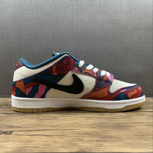 SB Dunk Low Parra 2021 Fire Pink Gym Red Mocha Royal Blue DH7695-600