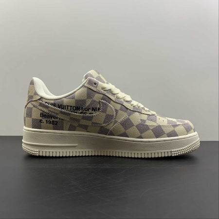 LV x Air Force 1 07 Low Cream Purple Metallic Gold IA9V9G