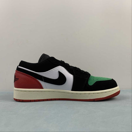 Air Jordan 1 Low Quai 54 White Black Scenery Green University Red FQ6703-100