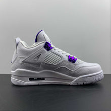 Cargar imagen en el visor de la galería, Air Jordan 4 Retro GS White Metallic Silver Court Purple 408452-115
