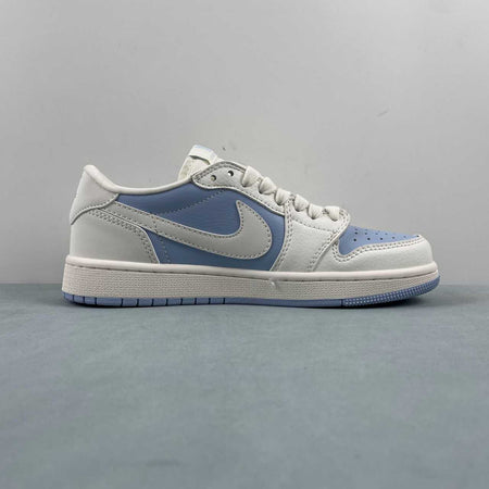 Fragment Design x Travis Scott x Air Jordan 1 Low OG SP LV White Blue BB6588-103