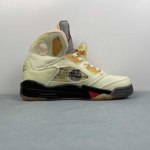 Cargar imagen en el visor de la galería, Air Jordan 5 Retro Off-White Sail Sail Fire Red Muslin Black DH8565-100
