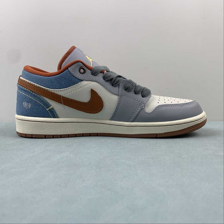 Air Jordan 1 Low Denim Phantom Coconut Milk Amber Brown Multicolor FZ5045-091