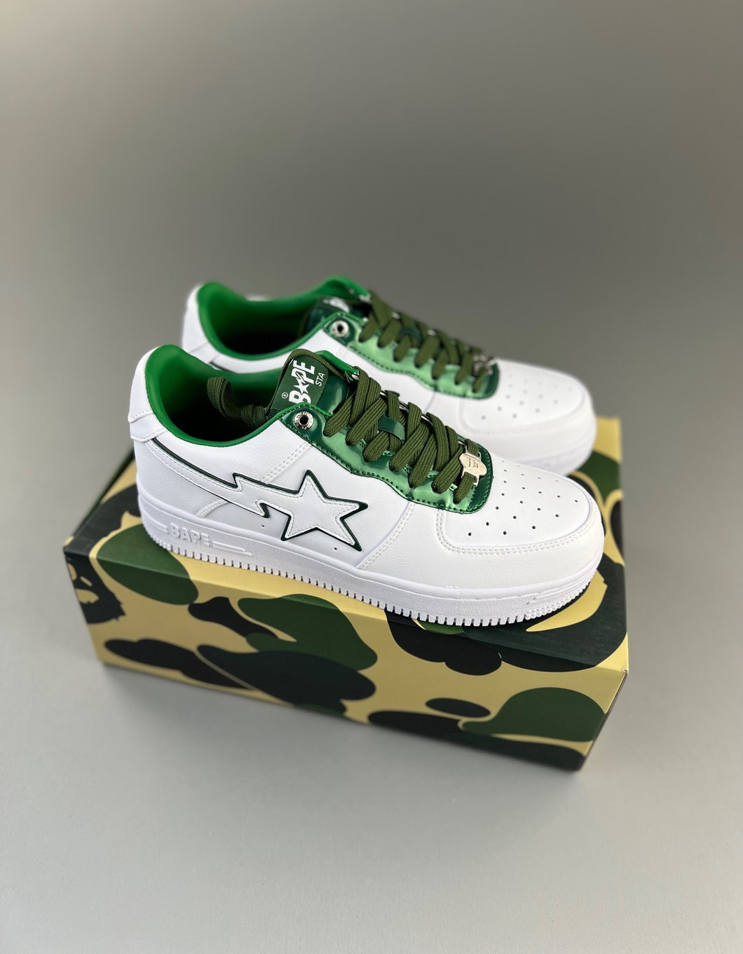 BAPE STA Patent Leather White Green