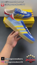 Cargar y reproducir el video en el visor de la galería, Adidas x Gucci Gazelle Blue Light Yellow Bleu
