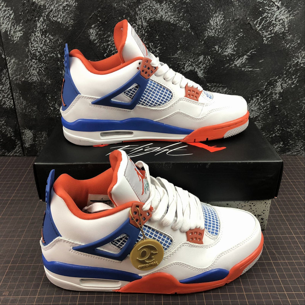 Air Jordan 4 Retro White Game Royal-Orange 308497-171