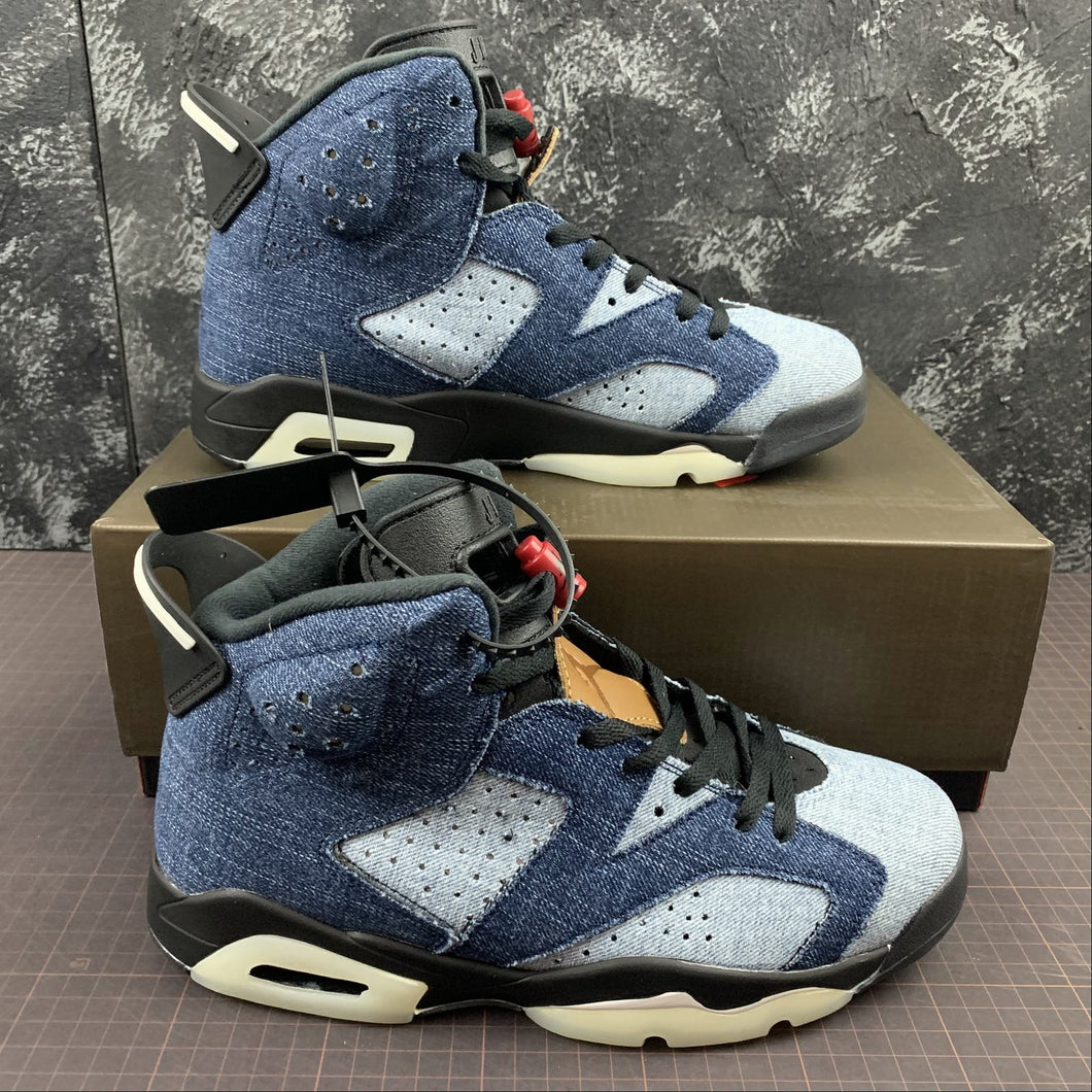 Air Jordan 6 Retro Washed Denim Black-Sail CT5350-401