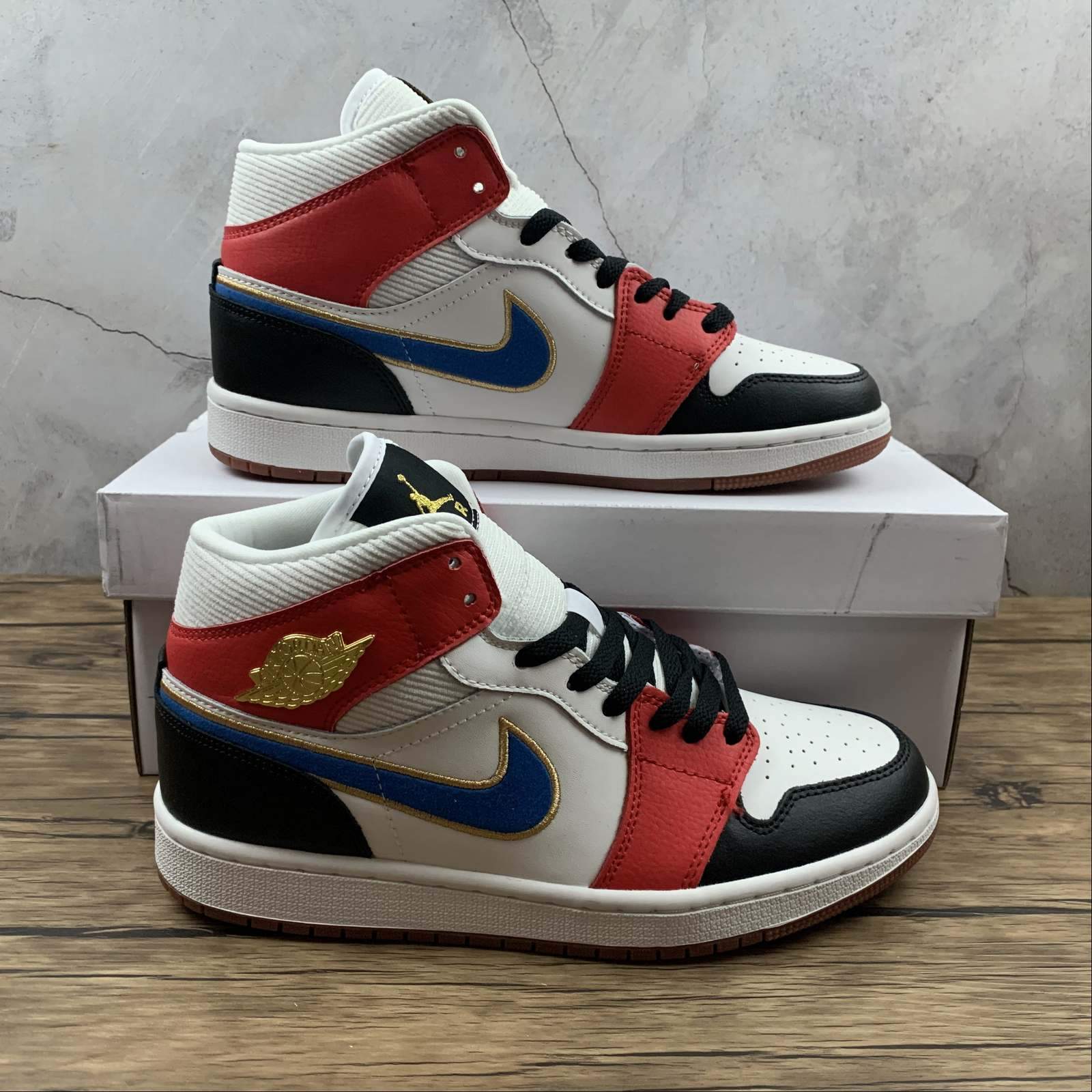 red black and blue jordan 1