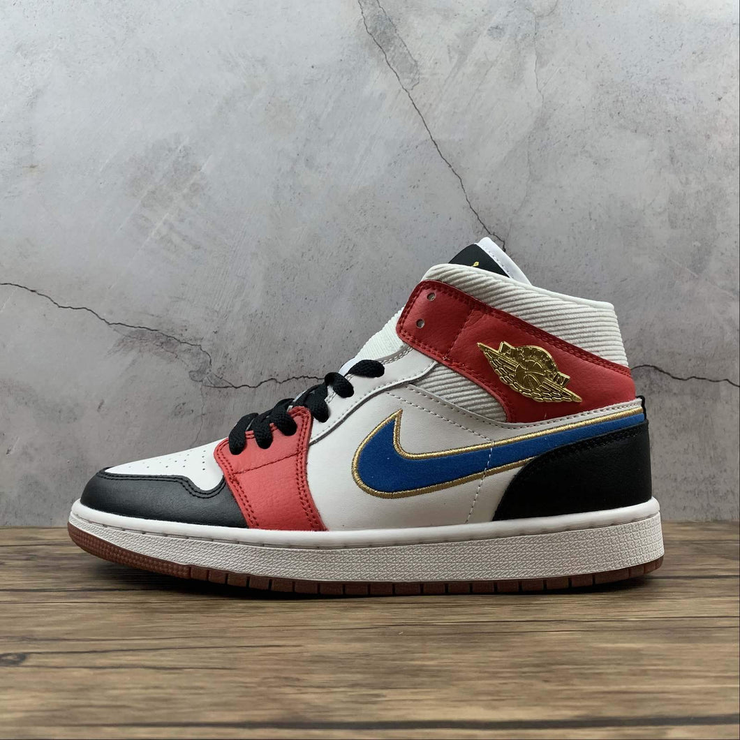 Air Jordan 1 Mid SE Black White Red Blue DC1426-100