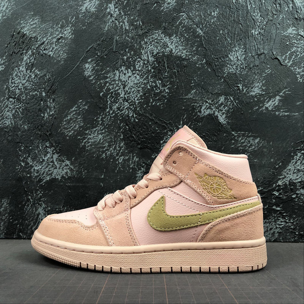 Air Jordan 1 Mid SE Coral Stardust-Club Gold 852542-600