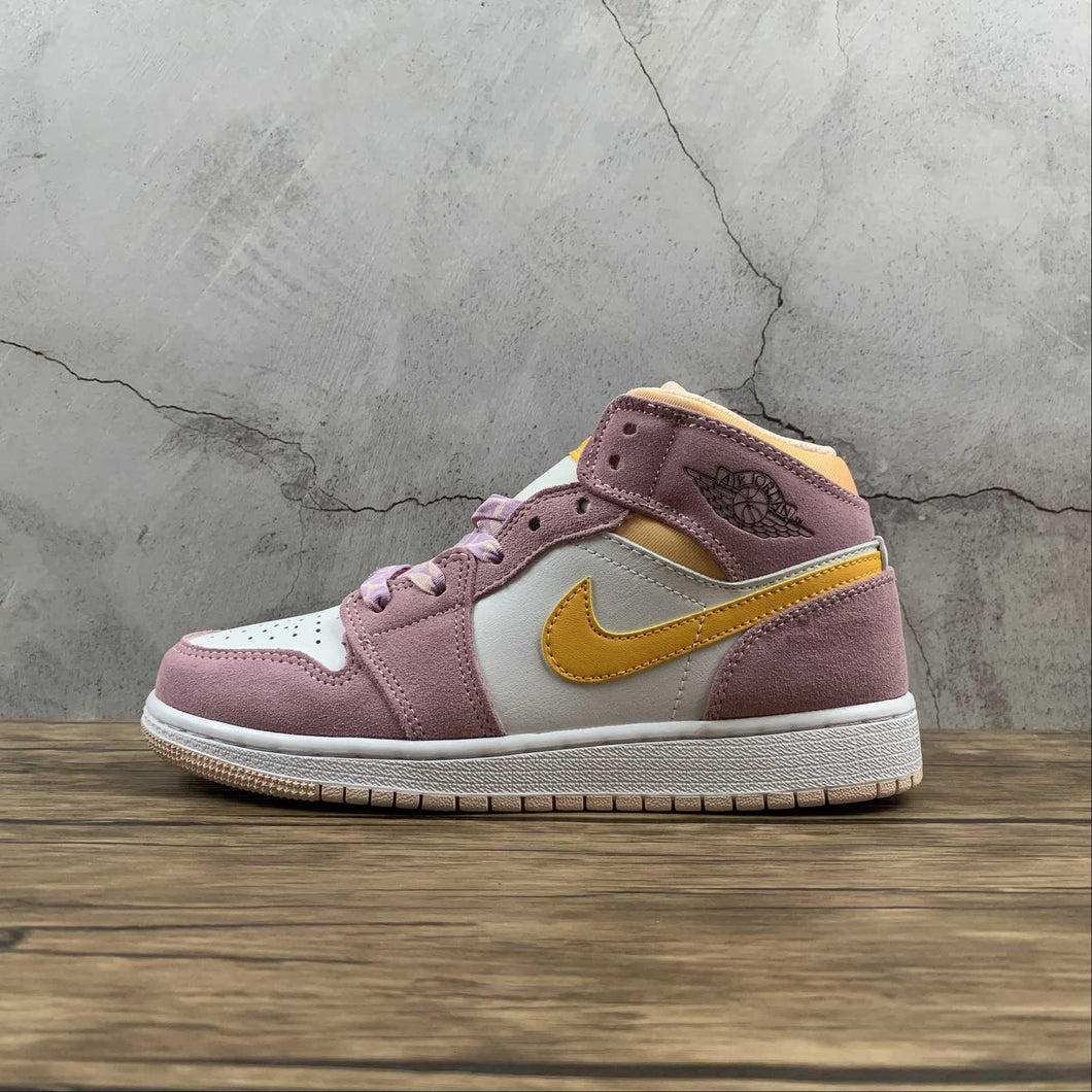 Air Jordan 1 Mid SE (GS) Lt Arctic Pink University Gold 2021 DC9517-600