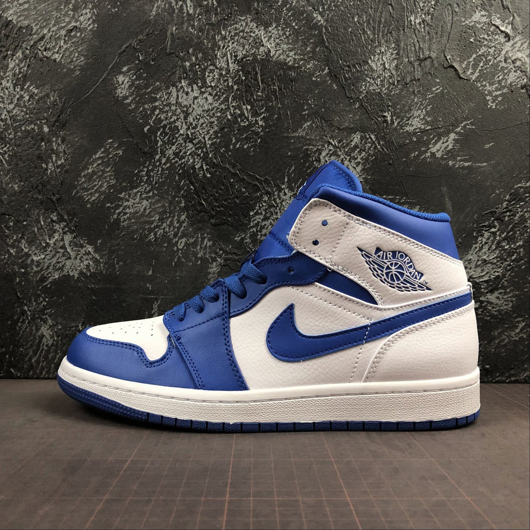 Air Jordan 1 Mid White Hyper Royal White 554724-114