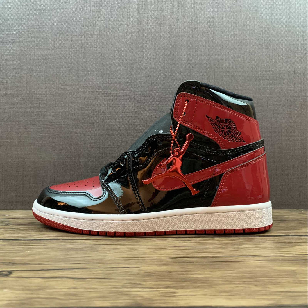 Air Jordan 1 Retro High OG Bred Patent Black White-Varsity Red (2021) 555088-063