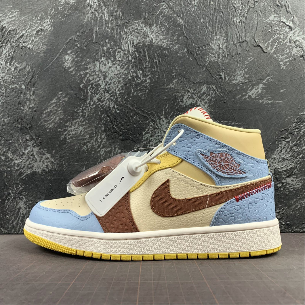 Air Jordan 1 Mid Fearless Ski Blue Grey Yellow CU2803-200