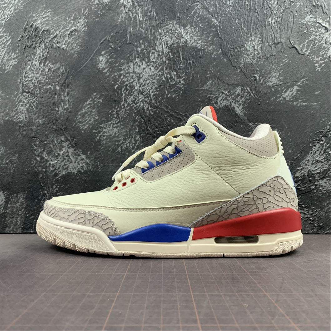 Air Jordan 3 Retro Milky White Grey Blue Red 136064-140