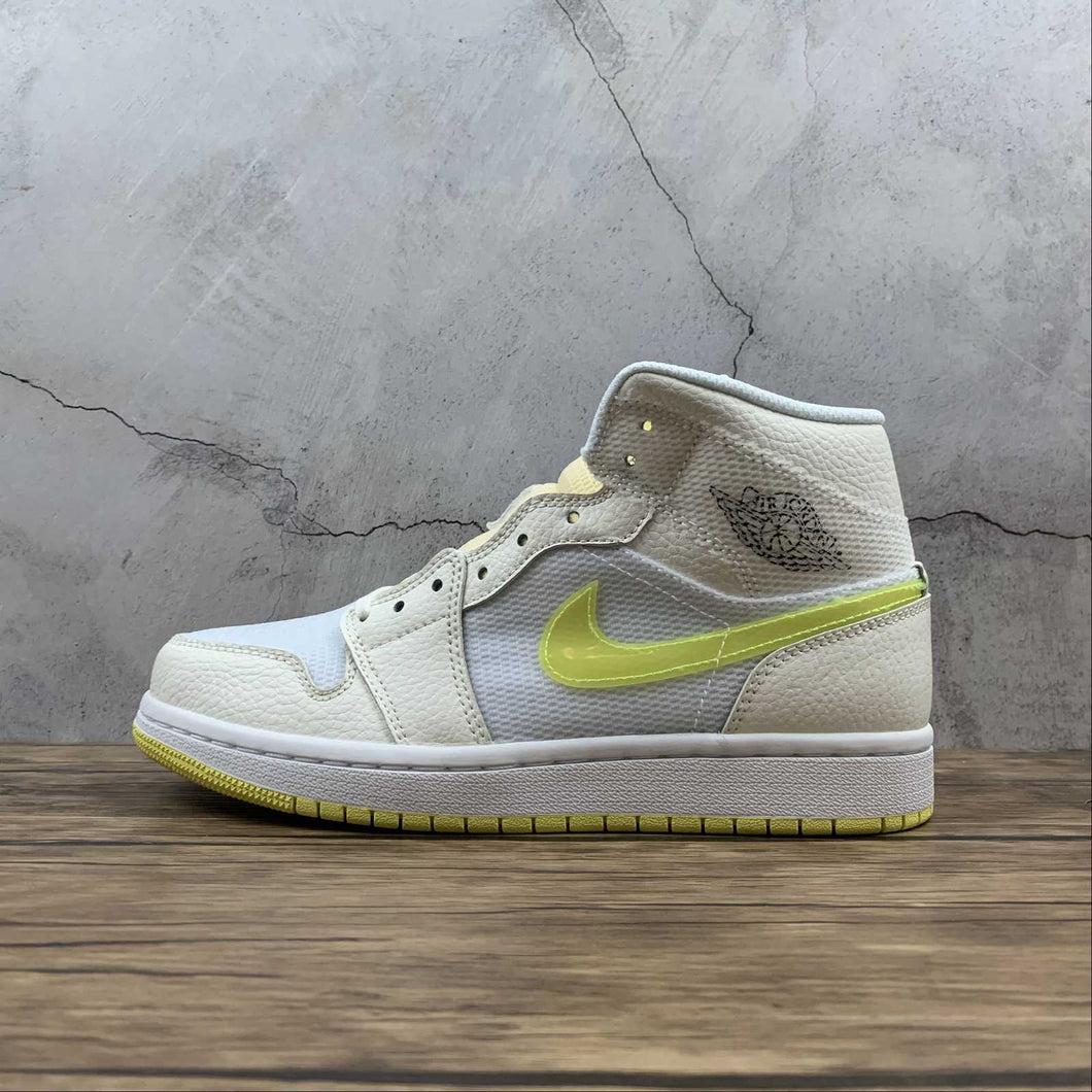 Air Jordan 1 Mid SE Sail Lt Vltge Ylw ll-White (2021) DB2822-107