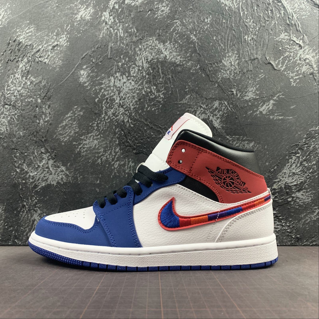 Air Jordan 1 Mid White Blue Gym Red 852542-146