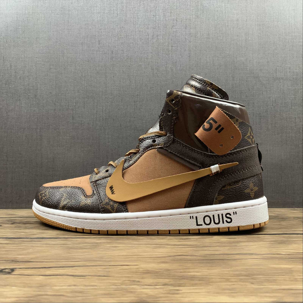 Air Jordan 1 High OG SE NRG OW Louis Vuitton Coffee Bronw AQ0858-158