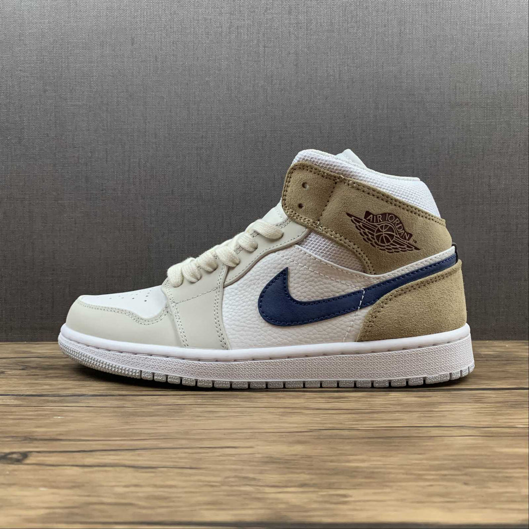 Air Jordan 1 Mid MEM2 White Blue Void-Team Red-Khaki (2021) DO6726-100