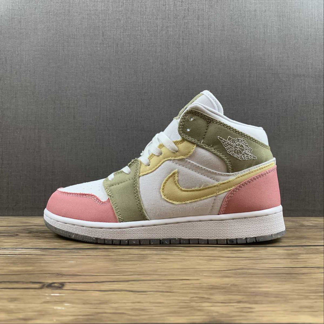 Air Jordan 1 Mid SE GS White Vivid Green DJ0338-100