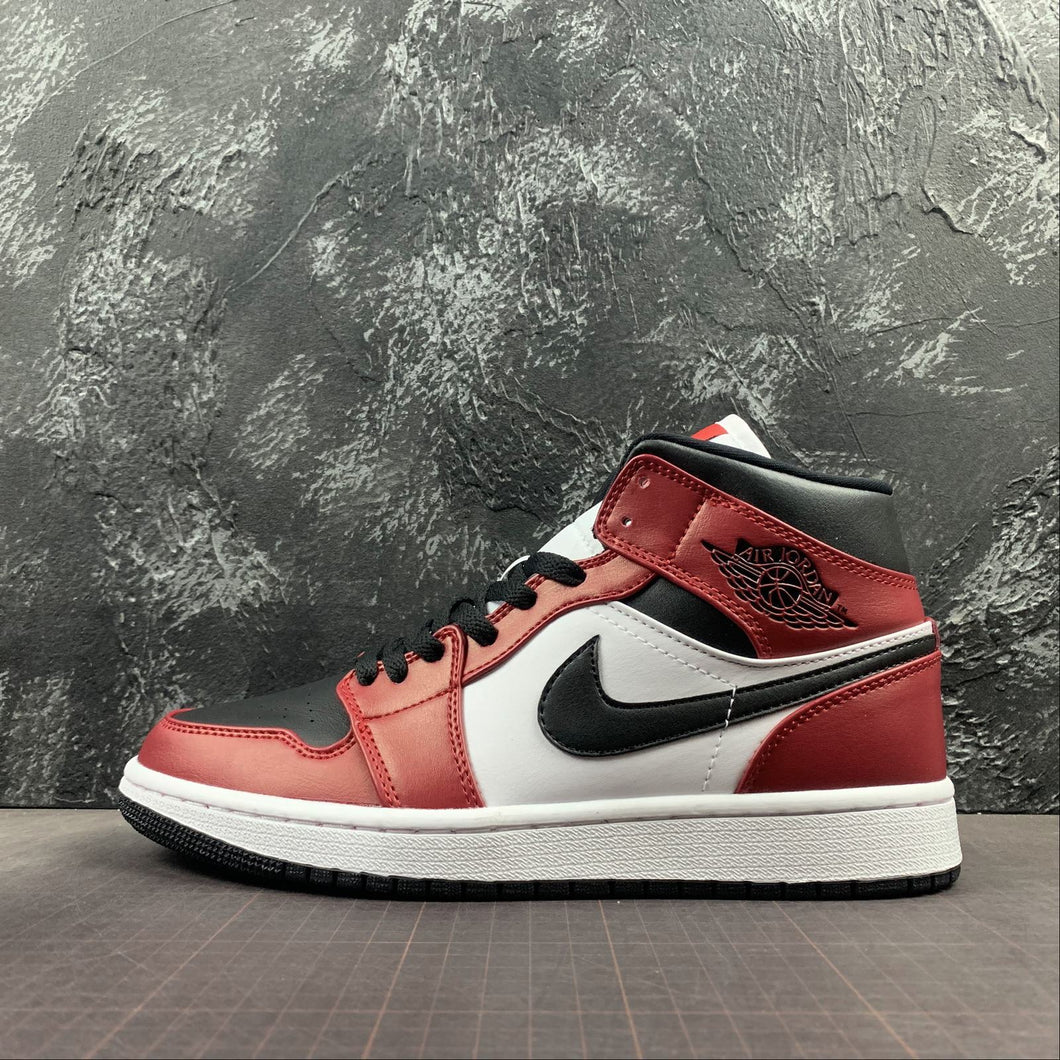 Air Jordan 1 Mid Black Black Gym Red 554724 069