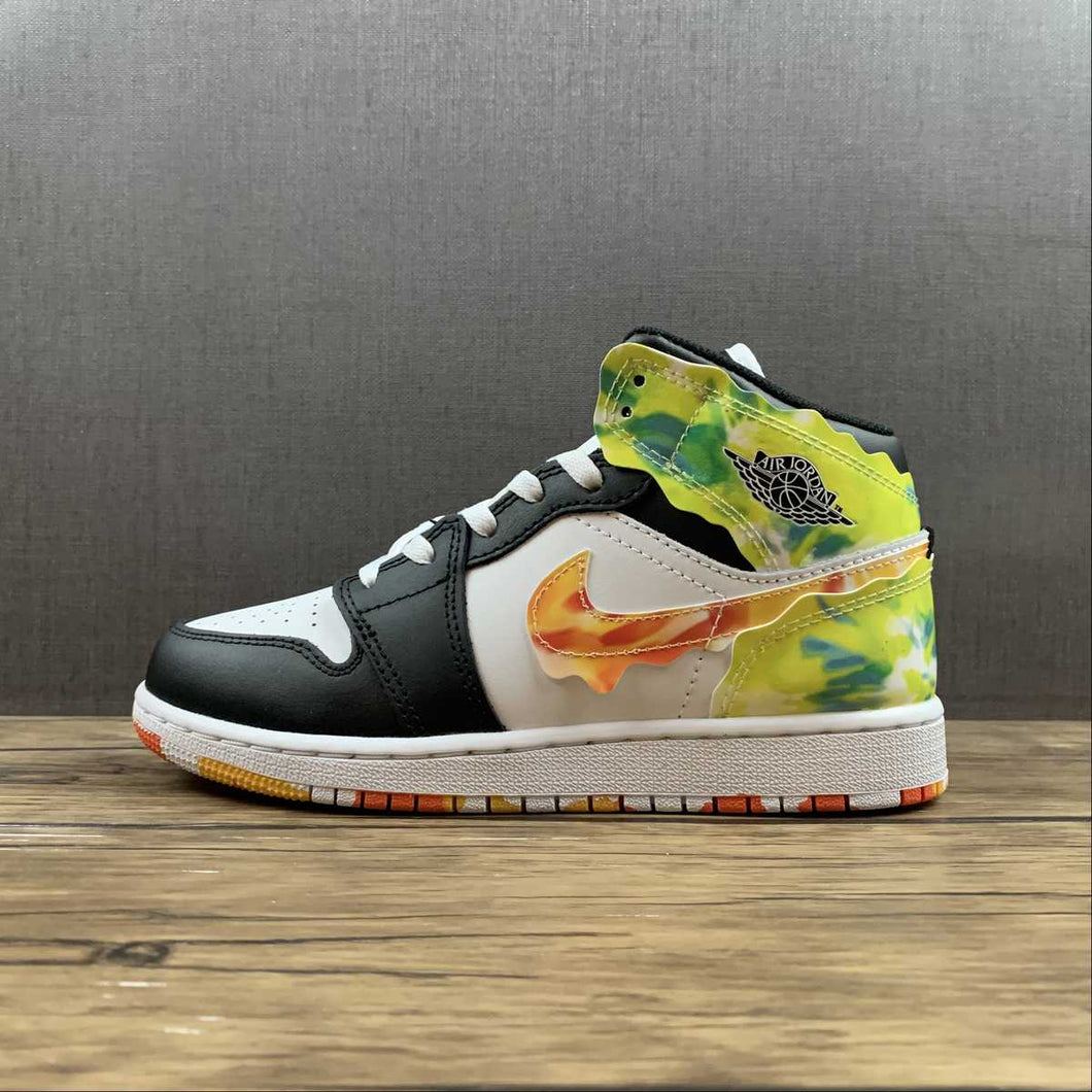 Air Jordan 1 Mid SE GS Black White Team Orange 2021 DJ6563 038