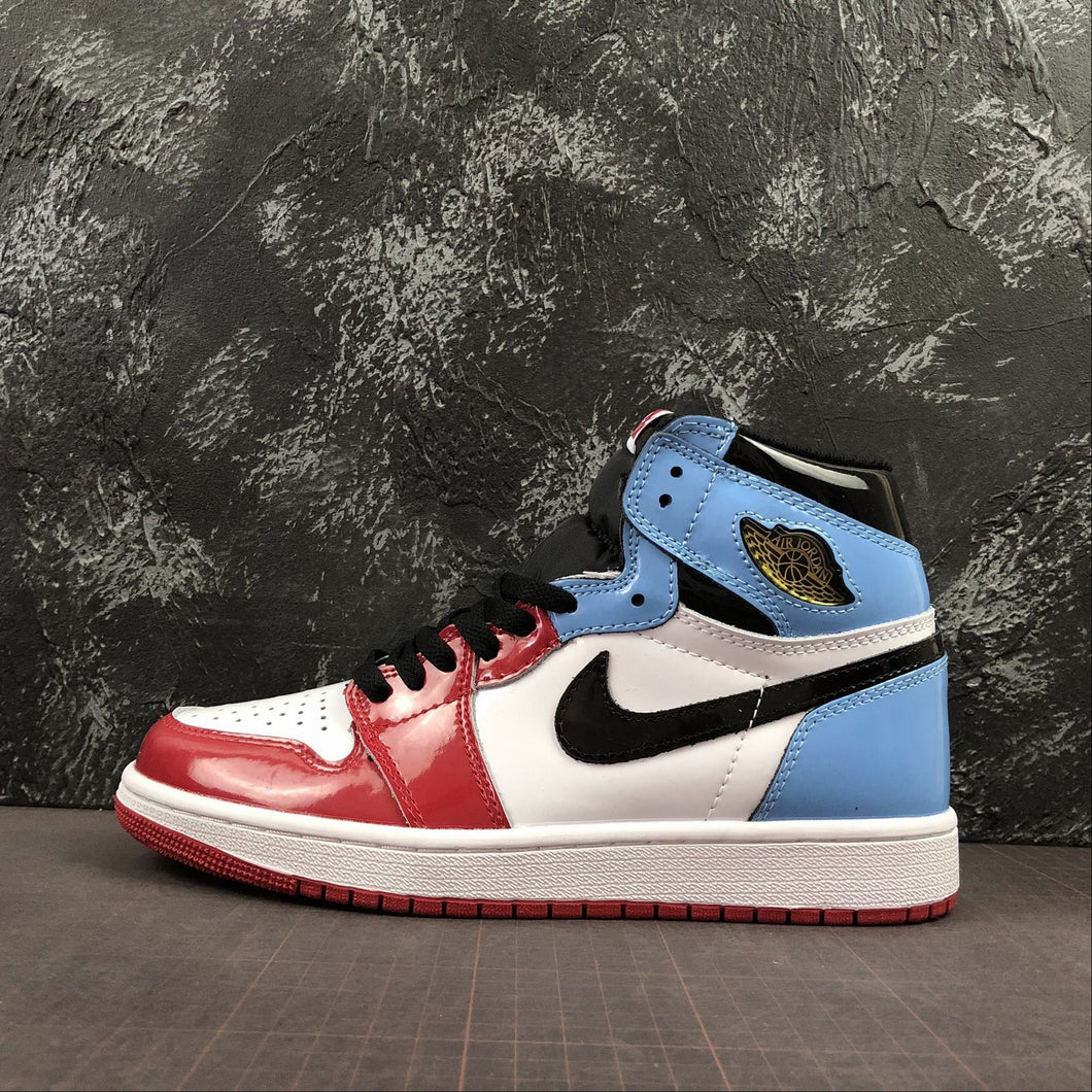 Air Jordan 1 Retro High OG Black White-Blue-Red Patent Leather CK5666-100