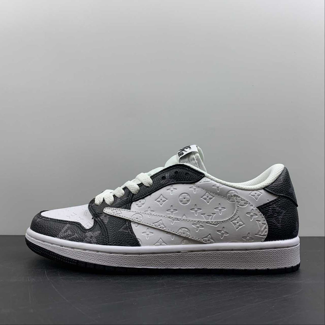 Air Jordan 1 Retro Low OG SP “Travis Scott and Louis Vuitton” Black White LV Barb DM7866-612