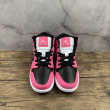 Cargar imagen en el visor de la galería, Air Jordan 1 Mid SE (GS) Black White Pink 555112-002
