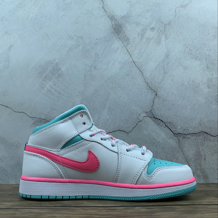 Air Jordan 1 Mid SE (GS) Pink Aurora Green 555112-102