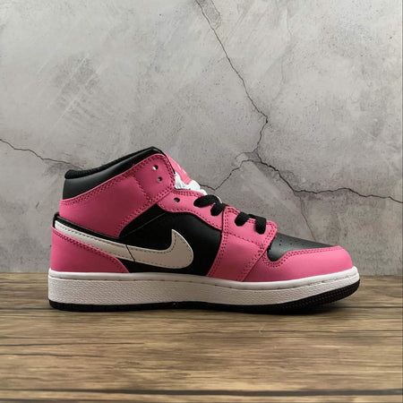 Air Jordan 1 Mid SE Black White Pink 555112-002