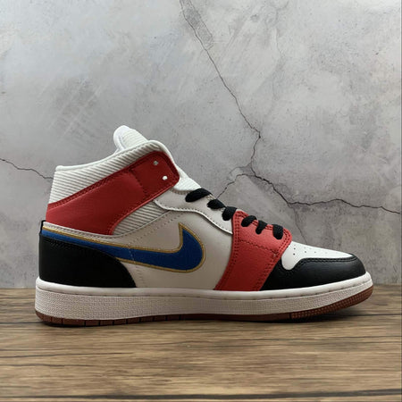 Air Jordan 1 Mid SE Black White Red Blue DC1426-100