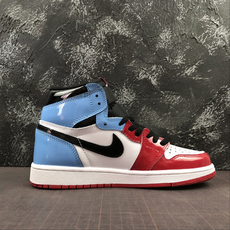 Air Jordan 1 Retro High OG Black White-Blue-Red Patent Leather CK5666-100