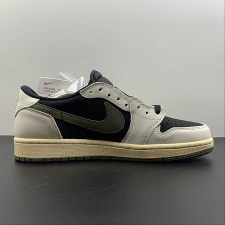 Air Jordan 1 Retro Low OG SP “Travis Scott” Black White Army Green DZ4137-106