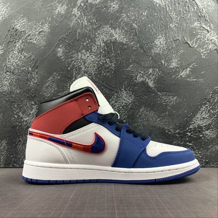 Air Jordan 1 Mid White Blue Gym Red 852542-146