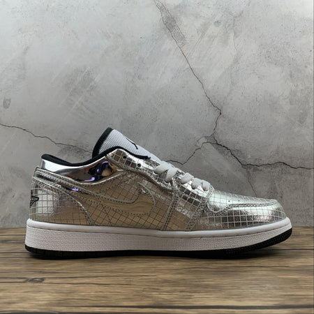 Air Jordan 1 Low White Lattice Silver 553558-001
