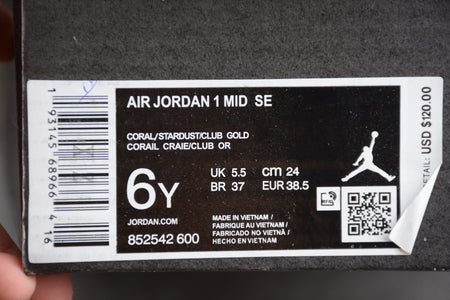 Air Jordan 1 Mid SE Coral Stardust-Club Gold 852542-600