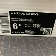 Cargar imagen en el visor de la galería, Air Max 270 React Desert Sand Barely Volt-Sail CQ4805-071
