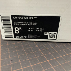 Air Max 270 React Vast Grey Metallic Gold-Black CT3433-001
