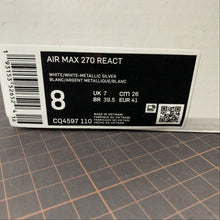 Cargar imagen en el visor de la galería, Air Max 270 React White White-Metallic Sliver CQ4597-110
