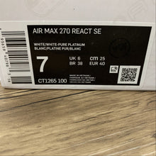 Cargar imagen en el visor de la galería, Air Max 270 React SE White White-Pure Platinum CT1265-100
