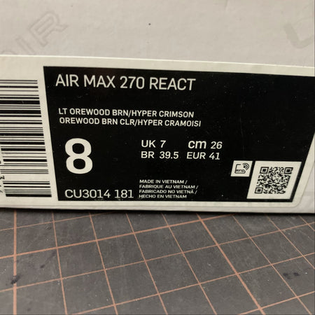 Air Max 270 React LT Orewood Brn Hyper Crimson CU3014-181