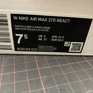 Air Max 270 React Particle Grey Lemon Venom BQ0103-010