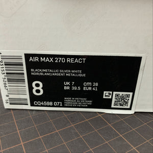 Air Max 270 React Black Metallic Silver-White CQ4598-071
