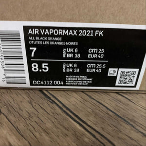 Air VaporMax 2021 FK All Black Orange DC4112-004