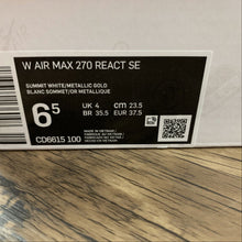 Cargar imagen en el visor de la galería, Air Max 270 React SE Summit White Metallic Gold CD6615-100
