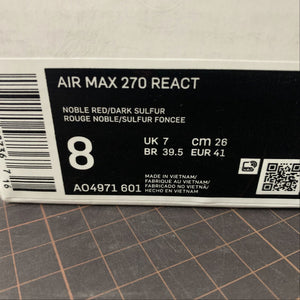 Air Max 270 React Noble Red Dark Sulfur AO4971-601