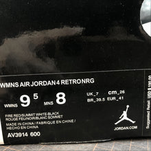 Cargar imagen en el visor de la galería, Air Jordan 4 Retro NGR Fire Red Summit White-Black AV3914-600
